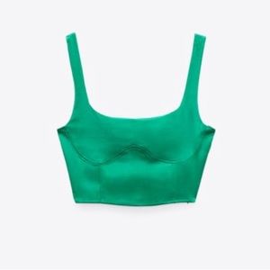 Zara green silk crop top! NEVER WORN!